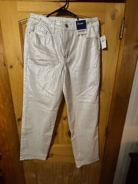 Old Navy Shimmery Silver Straight Jeans